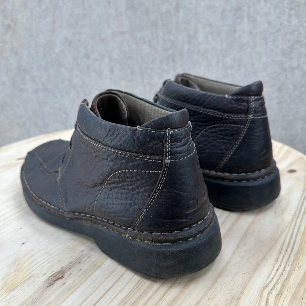 Clarks‎ Gerrard Mens 11 Dark Brown Leather Moc Toe Chukka Lace Up Ankle Boots